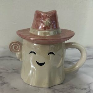 Cute Ghost Mug with Pink Hat